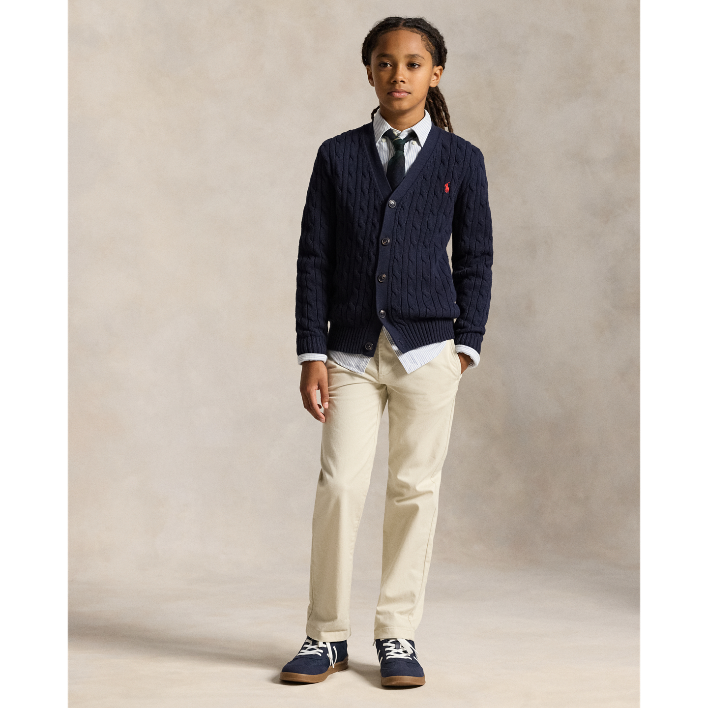 Детские брюки Ralph Lauren Straight Fit Flex Abrasion Twill, цвет: Песочный — фото 4