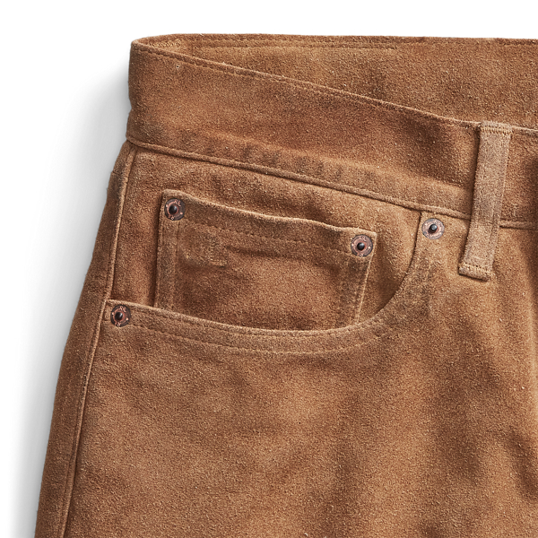 Distressed Tan Slim Fit Roughout Suede Pant RRL 4