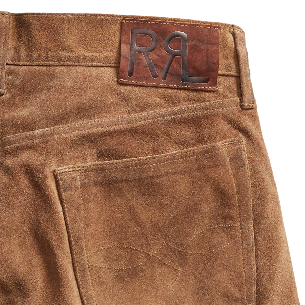 Distressed Tan Slim Fit Roughout Suede Pant RRL 5