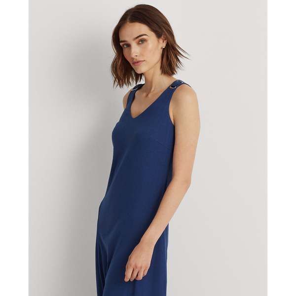 Indigo Sail Stretch Cotton-Blend Sleeveless Dress Lauren 4