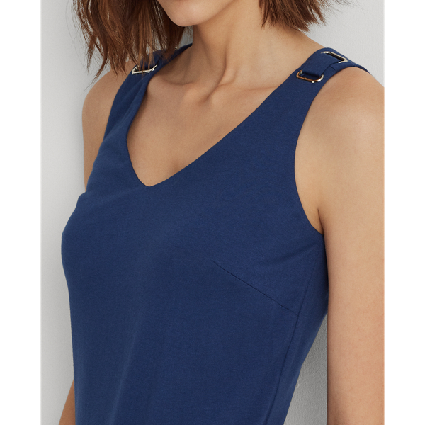 Indigo Sail Stretch Cotton-Blend Sleeveless Dress Lauren 6