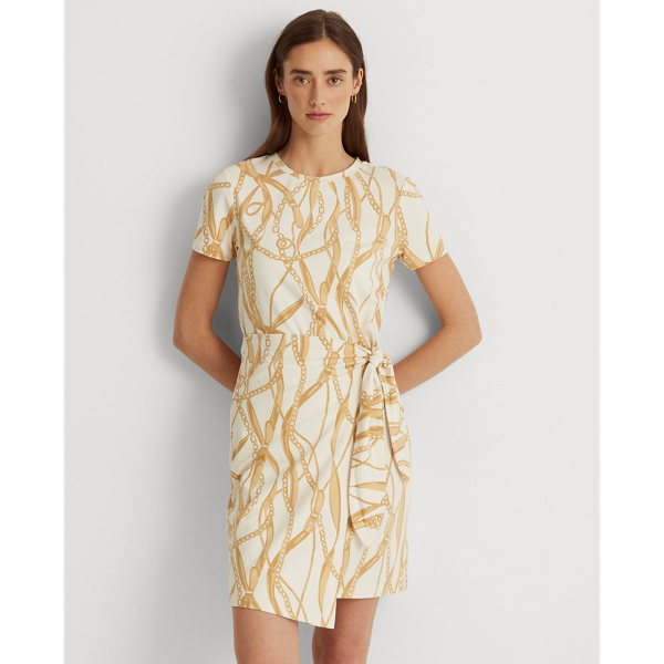 Vestido com padr&atilde;o de cintos Lauren em Natural/Cast.-claro/Multi 3
