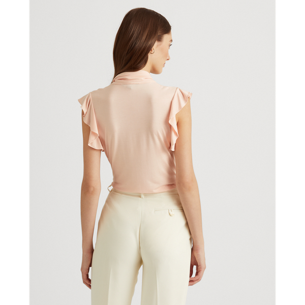 Top mit R&uuml;schen&auml;rmeln und Bindeb&auml;ndern Lauren in Zartrosa 4