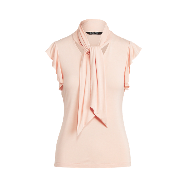 Top mit R&uuml;schen&auml;rmeln und Bindeb&auml;ndern Lauren in Zartrosa 2