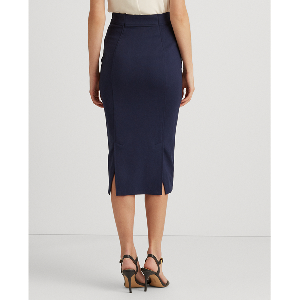 Refined Navy Button-Trim Pencil Skirt Lauren 5