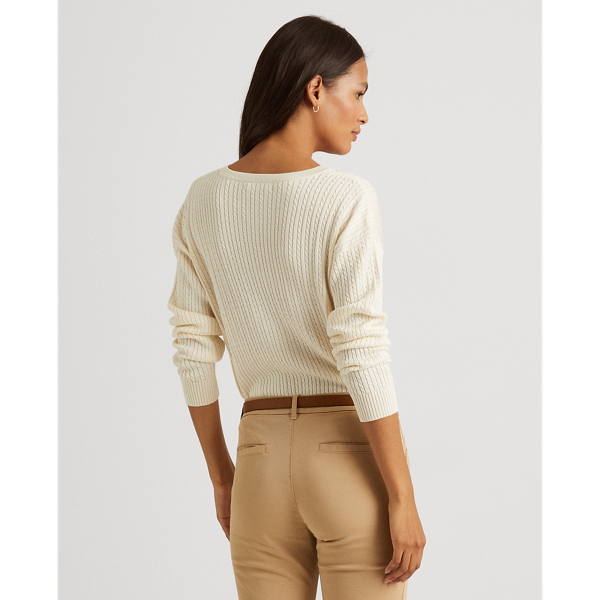 Pullover mit Zopfmuster Lauren in Mascarpone-Creme 5