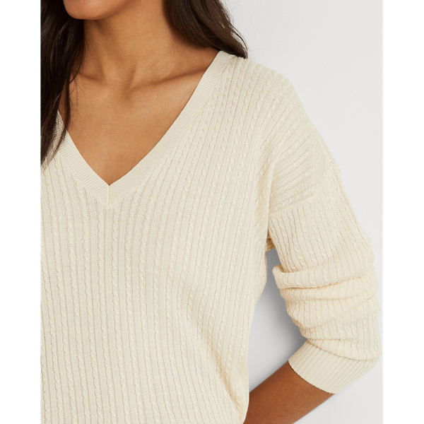 Pullover mit Zopfmuster Lauren in Mascarpone-Creme 6