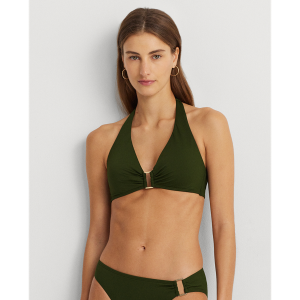 Ring-Front Halter Bikini Top
