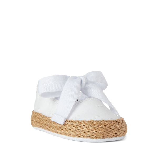 White Swiss Dot Textile Bowman Swiss Dot Espadrille Baby Girl 2