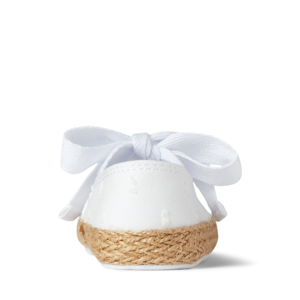 White Swiss Dot Textile Bowman Swiss Dot Espadrille Baby Girl 3