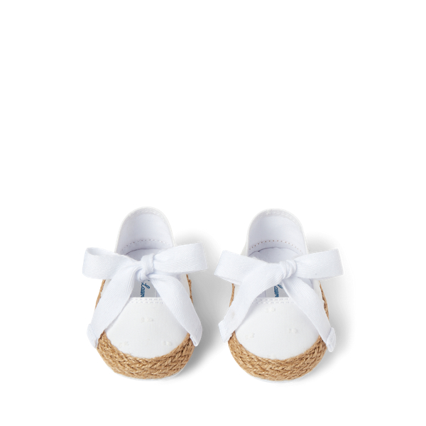 White Swiss Dot Textile Bowman Swiss Dot Espadrille Baby Girl 4