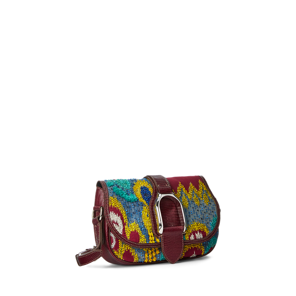 Blue Multi Embellished Denim Welington Bag Ralph Lauren Collection 3
