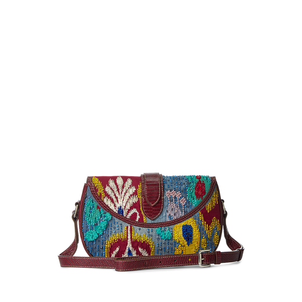 Blue Multi Embellished Denim Welington Bag Ralph Lauren Collection 4