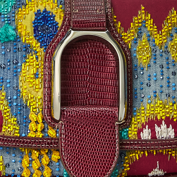 Blue Multi Embellished Denim Welington Bag Ralph Lauren Collection 6