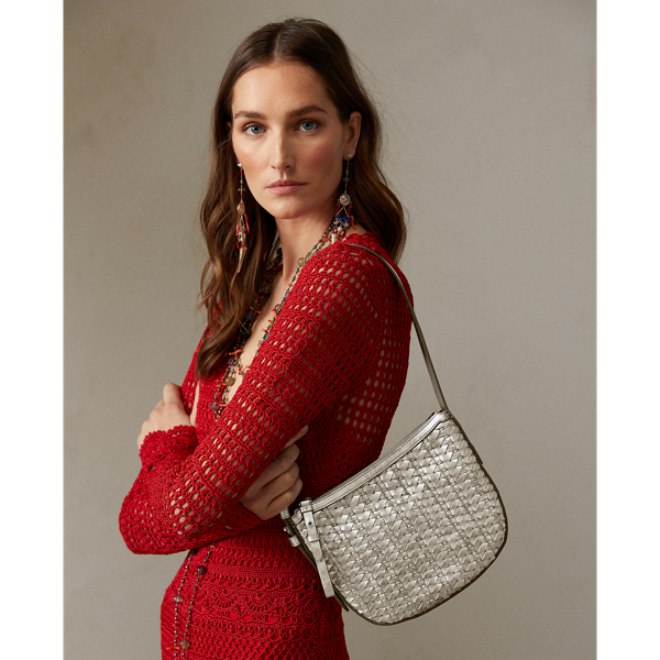 Silver Woven Welington Mini Shoulder Bag Ralph Lauren Collection 7