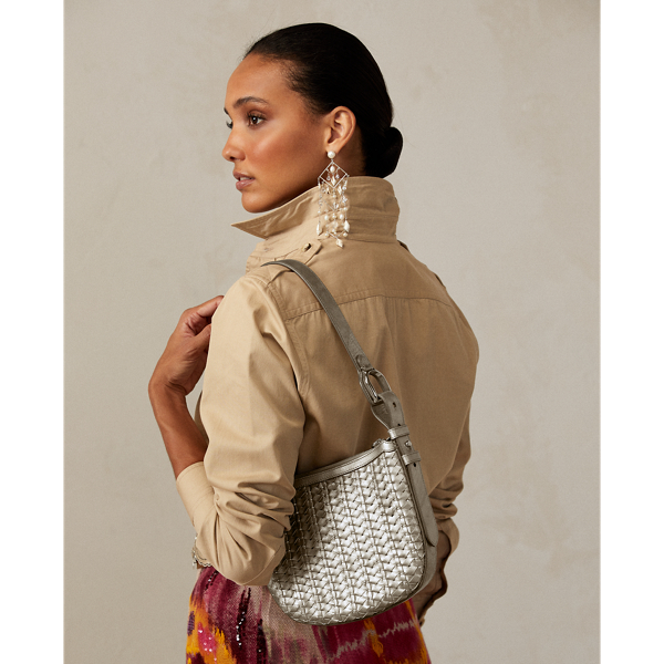 Sac &agrave; bandouli&egrave;re Welington en vachette Ralph Lauren Collection en Argent 7