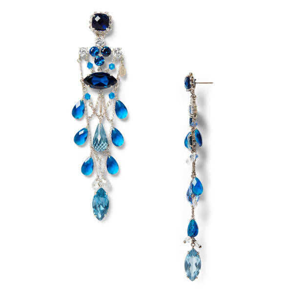 Silver/Blue Sea Drops Chandelier Earrings Ralph Lauren Collection 2