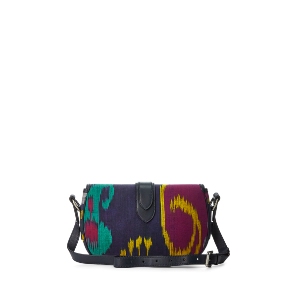 Navy Multi Silk Ikat-Print Welington Shoulder Bag Ralph Lauren Collection 4