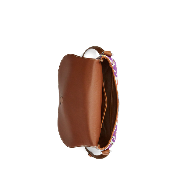 Mala de ombro Welington em seda com padr&atilde;o ikat Ralph Lauren Collection em Purple Multi 5