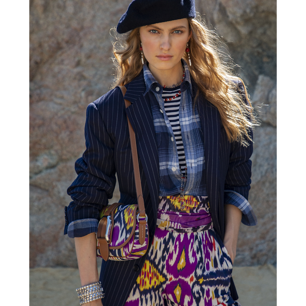 Mala de ombro Welington em seda com padr&atilde;o ikat Ralph Lauren Collection em Purple Multi 7