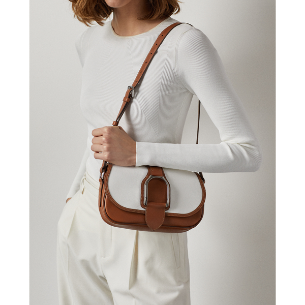 Schultertasche Welington aus Kalbsleder Ralph Lauren Collection in White/RL Gold 7