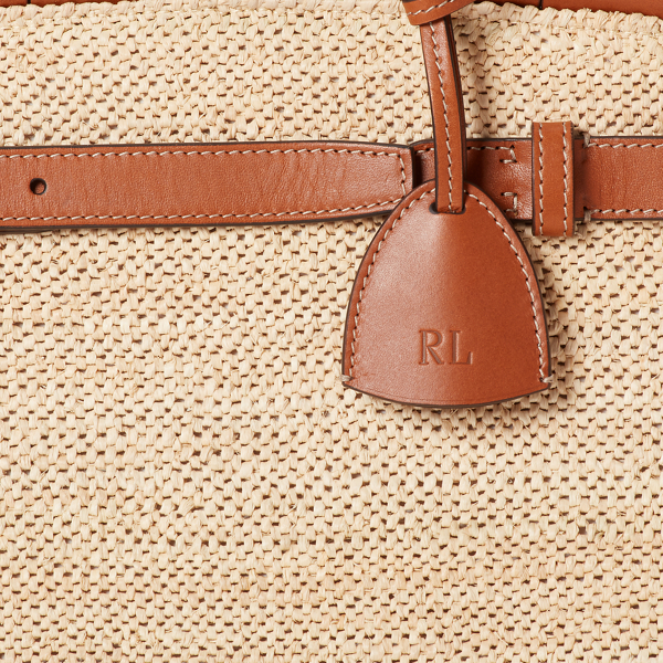 Mittelgroße Tasche RL50 aus Bast Ralph Lauren Collection in Raffia/RL Gold 6