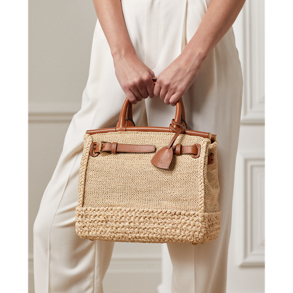 Mittelgroße Tasche RL50 aus Bast Ralph Lauren Collection in Raffia/RL Gold 7