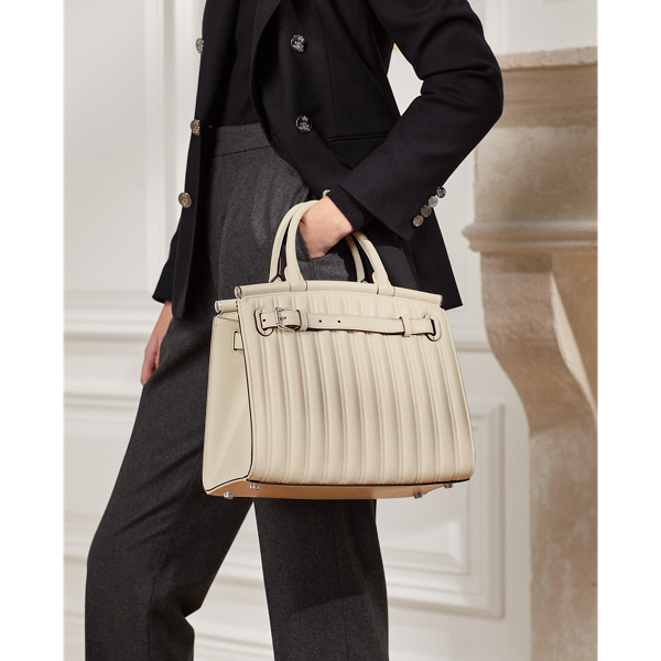 Lux Cream RL50 Quilted Calfskin Medium Bag Ralph Lauren Collection 7