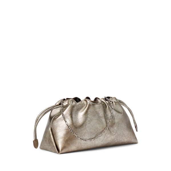 Bolso de piel de becerro metalizada Ralph Lauren Collection en Plateado 3