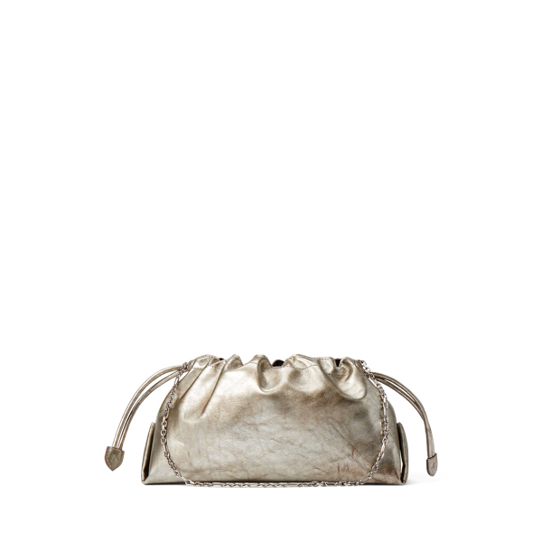 Bolso de piel de becerro metalizada Ralph Lauren Collection en Plateado 4