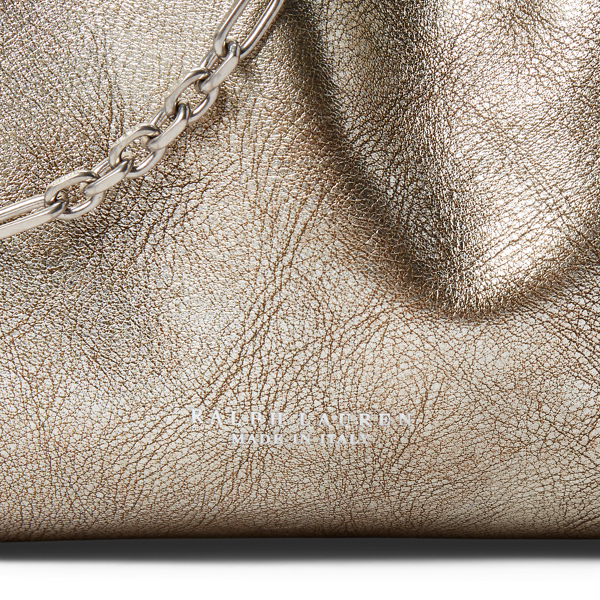 Bolso de piel de becerro metalizada Ralph Lauren Collection en Plateado 6