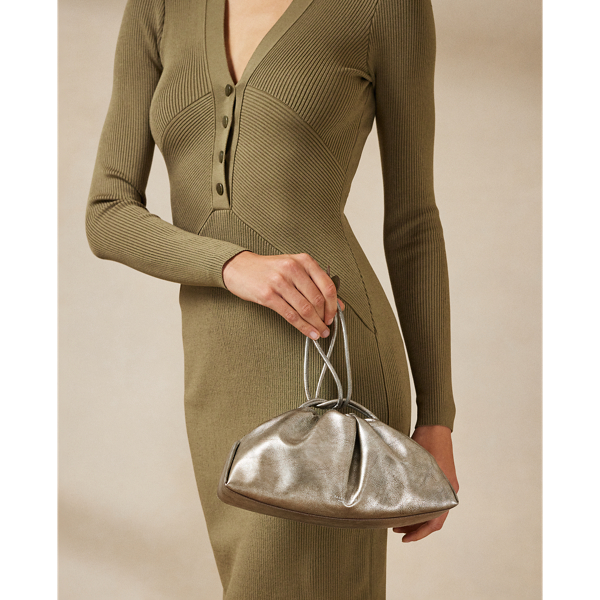Bolso de piel de becerro metalizada Ralph Lauren Collection en Plateado 7