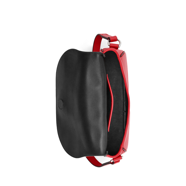 Sac port&eacute; &eacute;paule Welington en vachette Ralph Lauren Collection en Rouge coquelicot 5