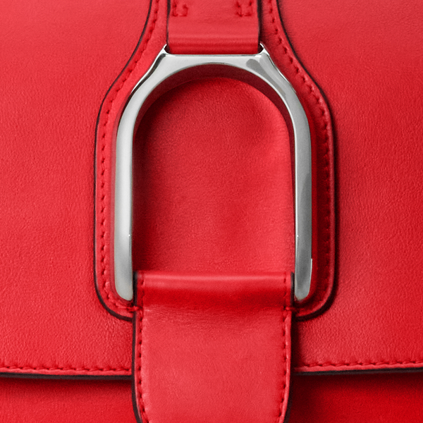 Sac port&eacute; &eacute;paule Welington en vachette Ralph Lauren Collection en Rouge coquelicot 6