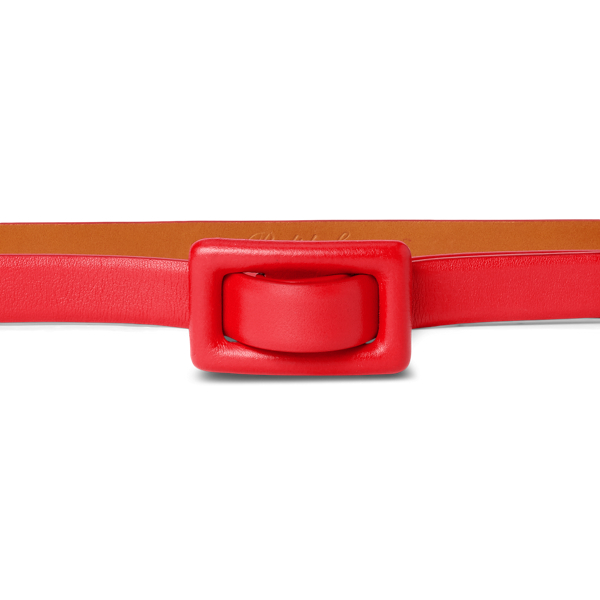 Cinto em couro de vitela Ralph Lauren Collection em Poppy Red 2