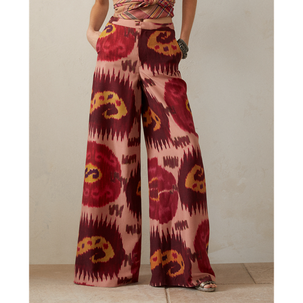 Pink Multi Elaine Ikat-Print Silk Trouser Ralph Lauren Collection 4