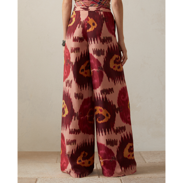 Pink Multi Elaine Ikat-Print Silk Trouser Ralph Lauren Collection 5