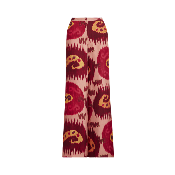 Pantalon Elaine en soie &agrave; motif ikat Ralph Lauren Collection en 1