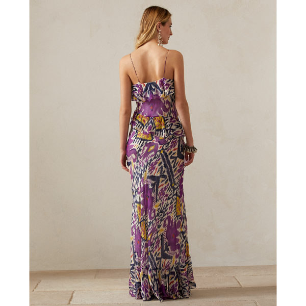 Purple Multi Maynard Ikat-Print Evening Dress Ralph Lauren Collection 5