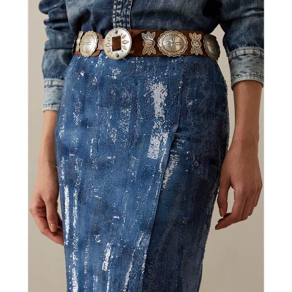 Edna versierde tule kokerrok Ralph Lauren Collection in Indigo 6