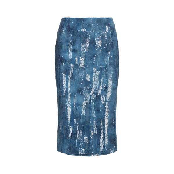 Edna versierde tule kokerrok Ralph Lauren Collection in Indigo 2