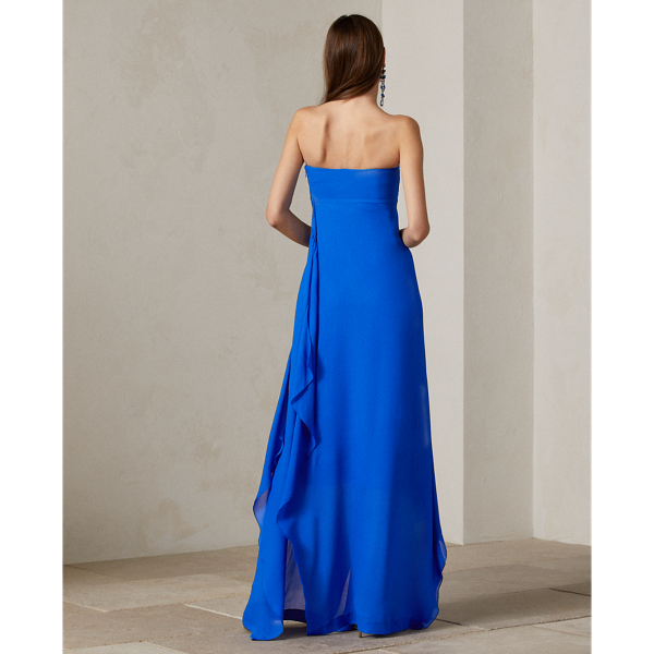 Robe du soir Rhiannon en georgette Ralph Lauren Collection en Bleu roi 4