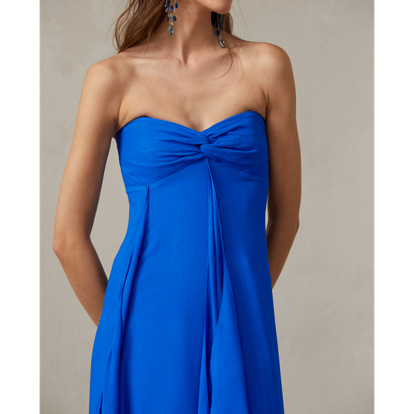 Lauren Ralph Lauren Evening Women’s Ruched Blue Mini Summer Strapless top Dress