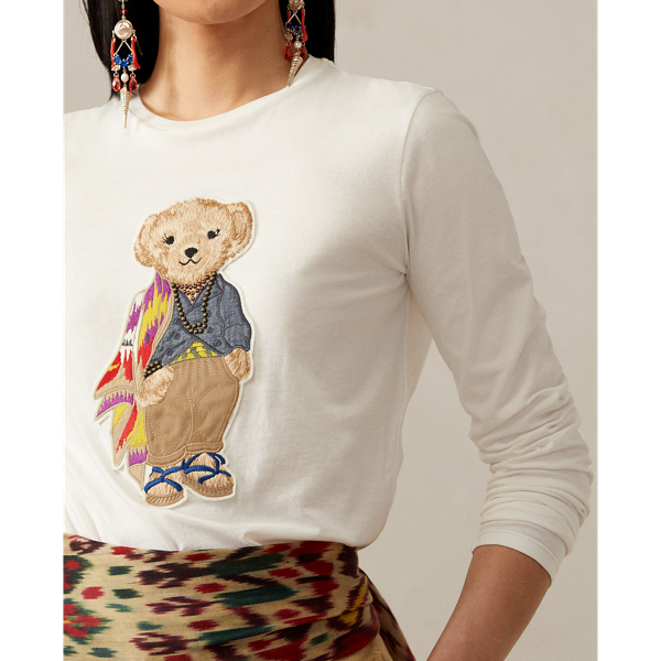 Langarmoberteil mit Island Polo Bear Ralph Lauren Collection in Wei&szlig;grau 6