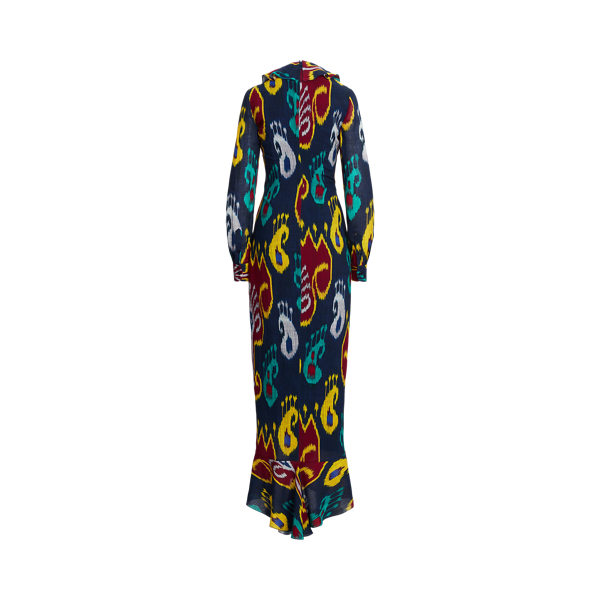 Navy Multi Vilgot Ikat-Print Evening Dress Ralph Lauren Collection 2