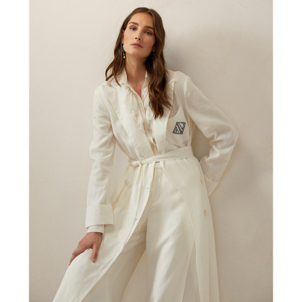 Off White Lansbury Linen-Blend Coat Ralph Lauren Collection 4