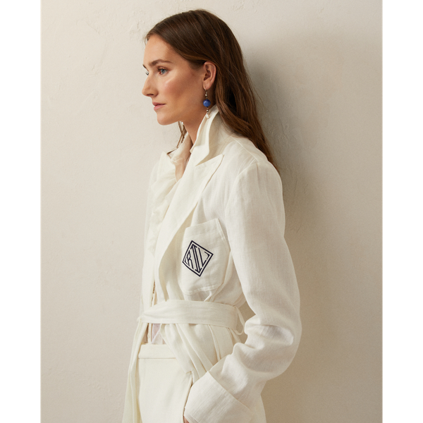 Off White Lansbury Linen-Blend Coat Ralph Lauren Collection 6