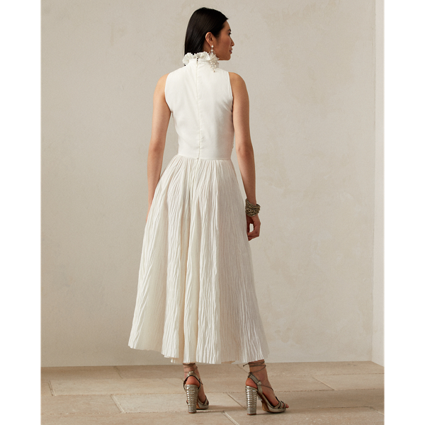 Leinen-Cocktailkleid McCabe mit Falten Ralph Lauren Collection in Wei&szlig;grau 5