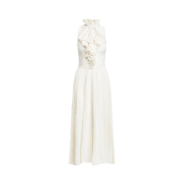 Leinen-Cocktailkleid McCabe mit Falten Ralph Lauren Collection in Wei&szlig;grau 2