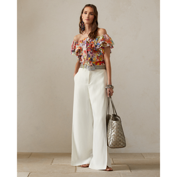 Multi Desarae Linen-Silk Gauze Blouse Ralph Lauren Collection 4